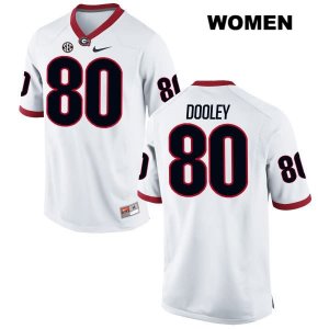 Women's Georgia Bulldogs NCAA #80 J.T. Dooley Nike Stitched White Authentic College Football Jersey ZIC6654VI